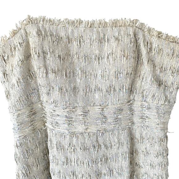 Theia Textured Silver Iridescent Strapless Metallic Dress Strapless size 14 - Picture 2 of 8